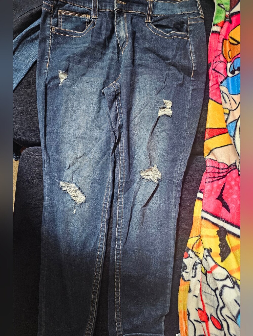 Dark Blue Distressed Women's Jeans